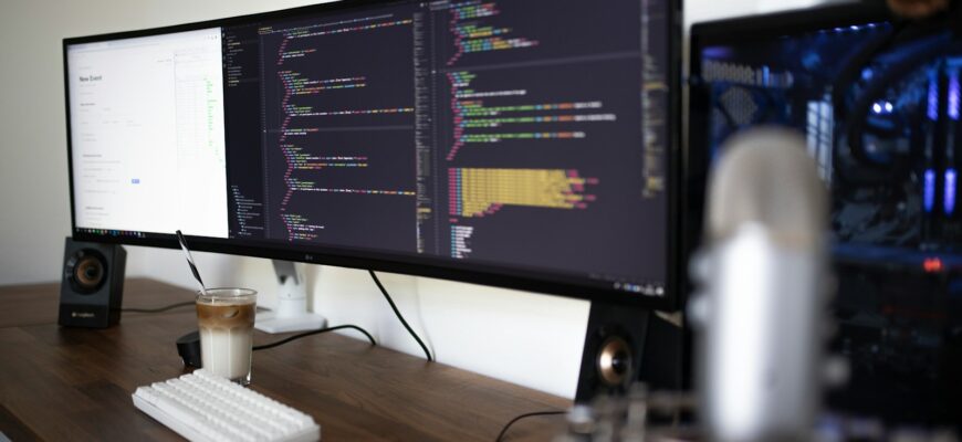 turned-on flat screen monitor