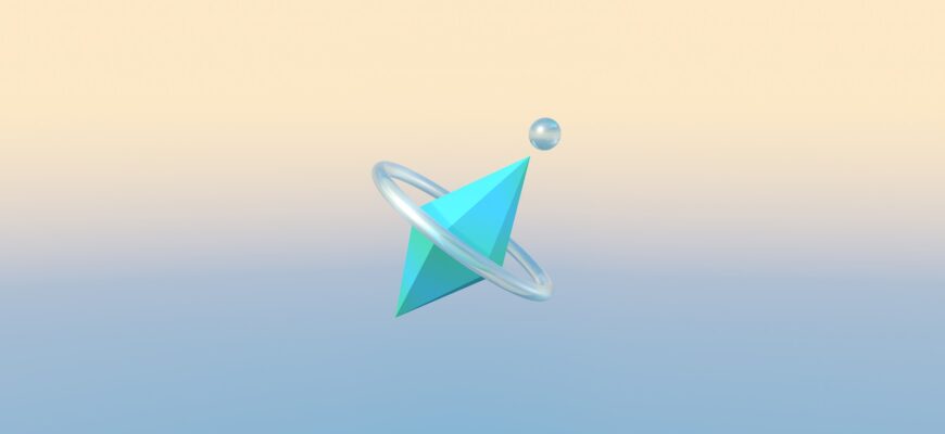 a blue and white object floating in the air