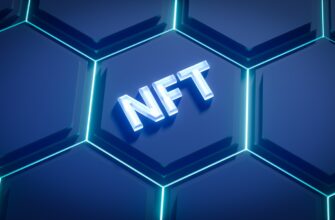a blue hexagonal background with the word nft on it