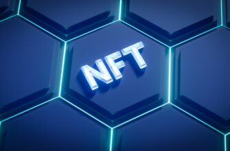a blue hexagonal background with the word nft on it