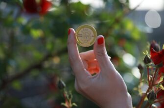 a person holding a bit coin in their hand